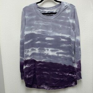 Te Verde Women’s Large Long Purple Tie Dye Ombré Long Sleeve Thin Sweatshirt